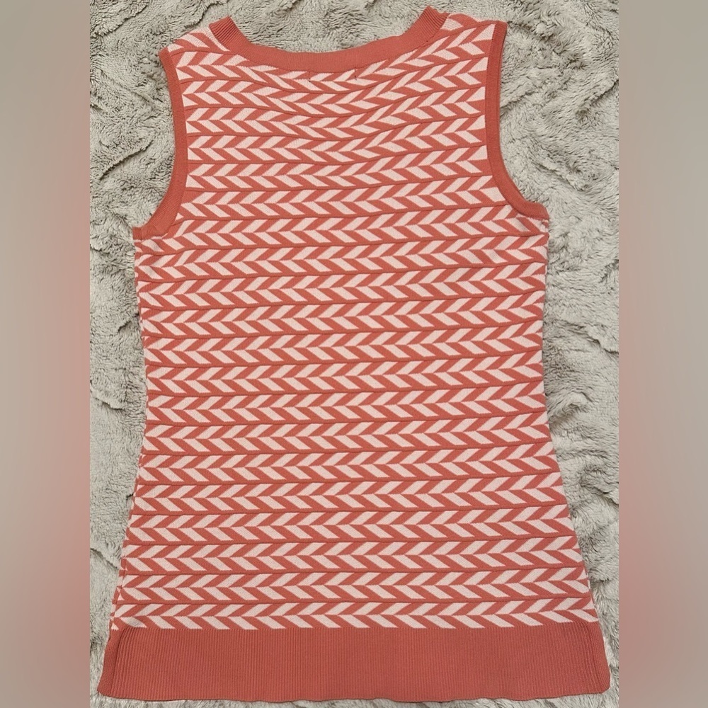 Alfani Coral Chevron Herringbone Pullover Knit Top - Picture 8 of 10